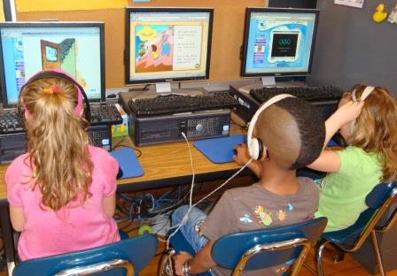 Students using computers